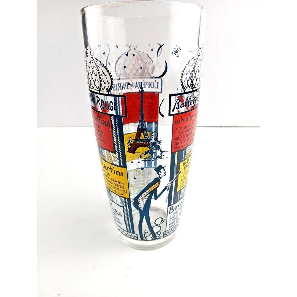 Vintage Hazel-Atlas Cocktail Shaker Paris Opera Ballet Recipes MCM No Lid